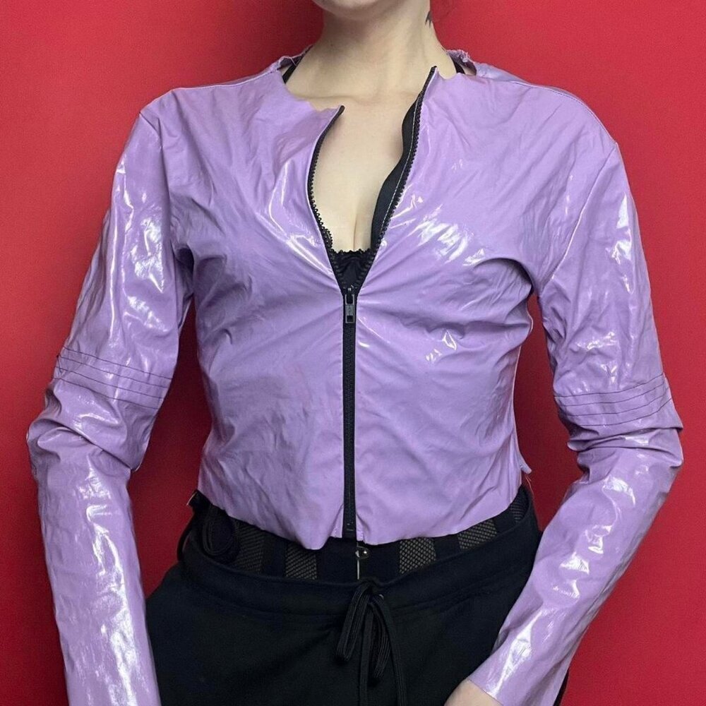 PMG Halloween / Cropped lilac leather look jacket 🖤💜​​​​​​​